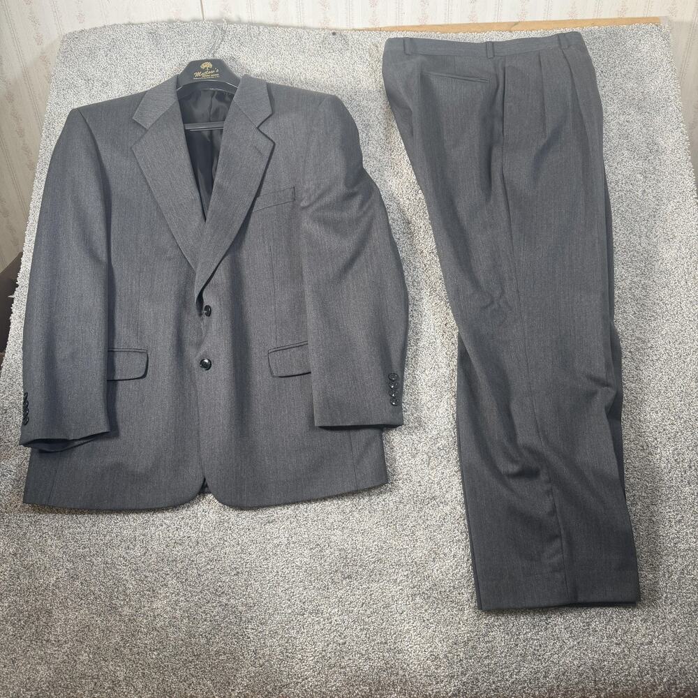 Vtg 90s Y2K Albert Nipon Suit 44 36x30 Classic Menswear Business Formal Corpcore
